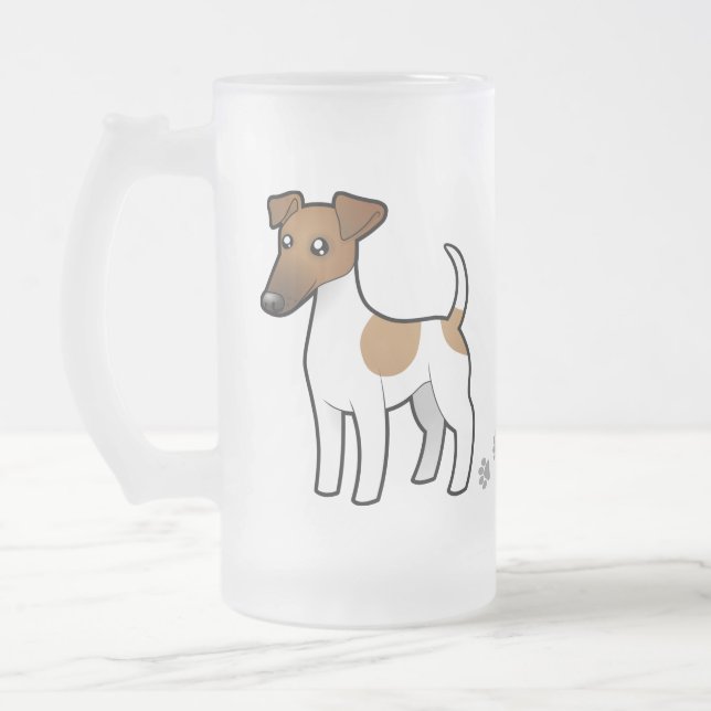 Cartoon Smooth Fox Terrier Frosted Glass Beer Mug (Left)
