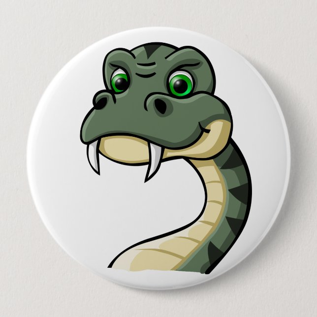 Cartoon Snake Pinback Button (Front)