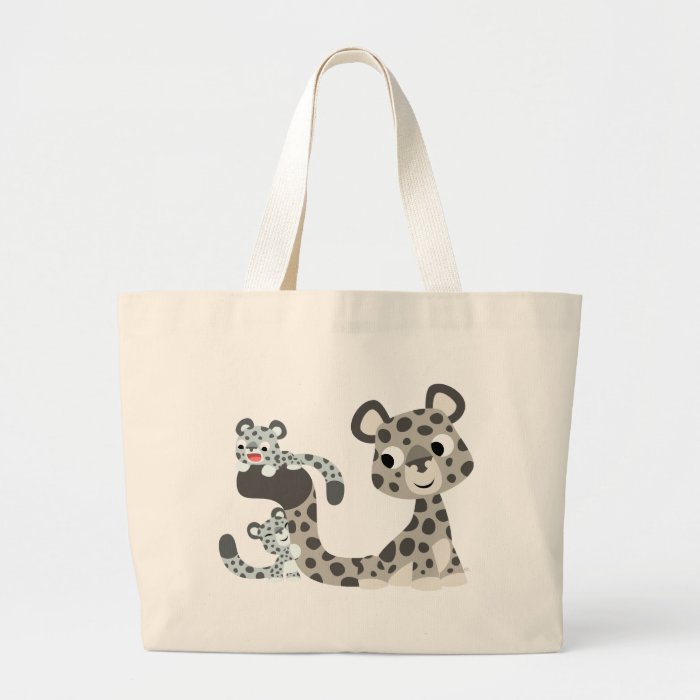 Cartoon Snow Leopard and Cubs Bag