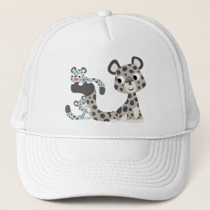 Cartoon Snow Leopard and Cubs Hat