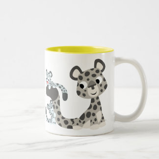 Cartoon Snow Leopard and Cubs Mug
