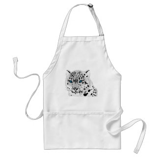 Cartoon Snow Leopard Face Adult Apron