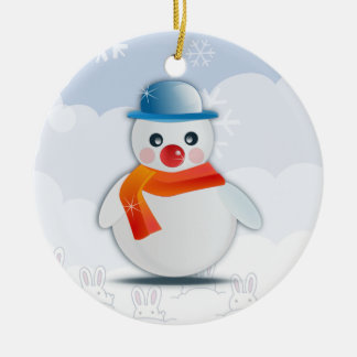 Cartoon Snowman Ceramic Ornament