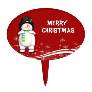 Cartoon Snowman Christmas Cake Topper