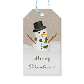 Cartoon Snowman Illustration Merry Christmas Gift Tags