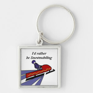 Cartoon Snowmobile Design Keychain