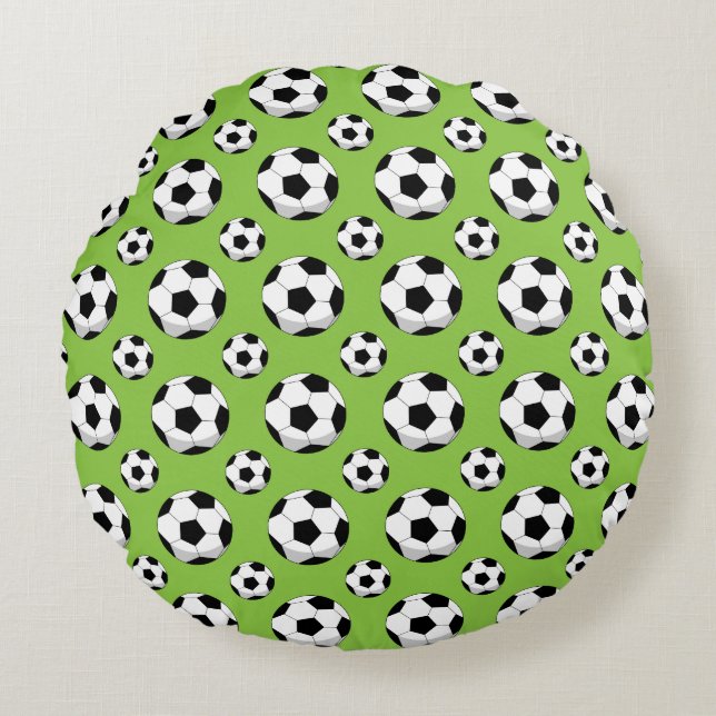 Cartoon Soccer Ball Pattern Round Pillow (Front)