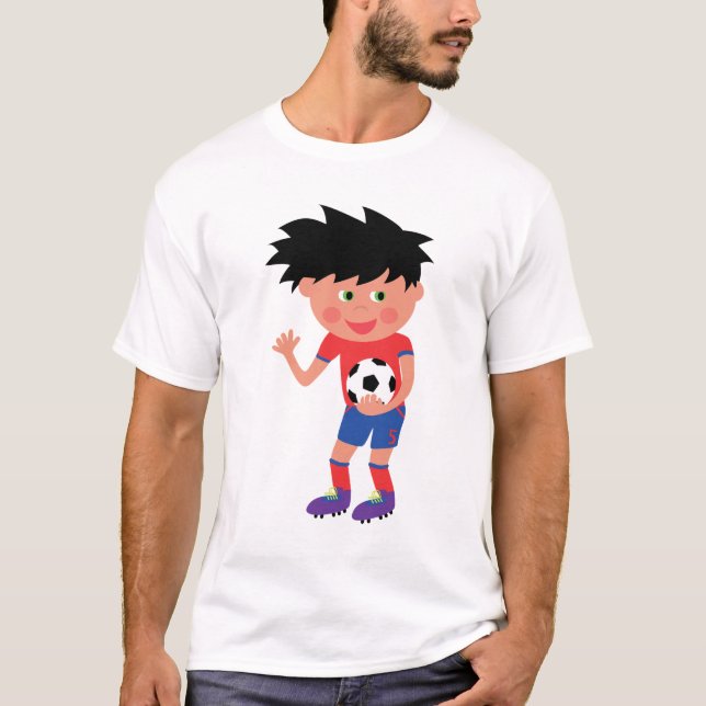 Cartoon Soccer Player Graphic T-Shirt (Front)
