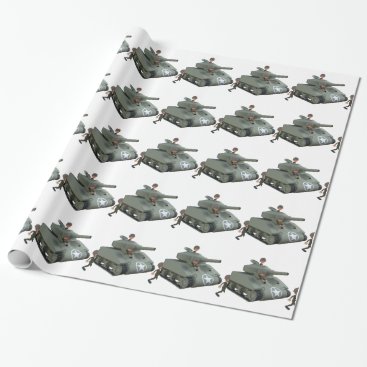 Cartoon Soldiers in a Tank Wrapping Paper Cartoon Soldiers in a Tank Wrapping Paper