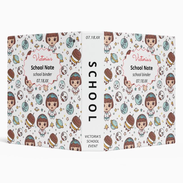 Cartoon Space Back to School Supplies Teachers 3 Ring Binder (Background)