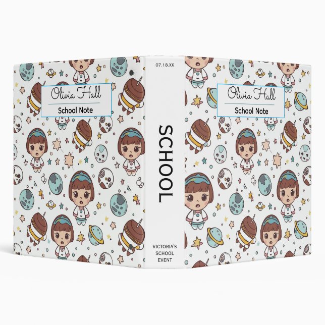 Cartoon Space Back to School Supplies Teachers  3 Ring Binder (Background)