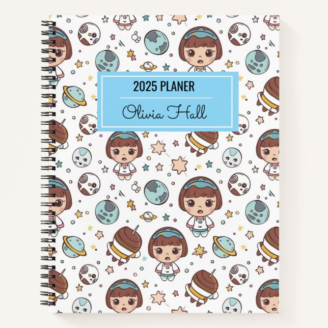 Cartoon Space Back to School Supplies Teachers Notebook (Front)