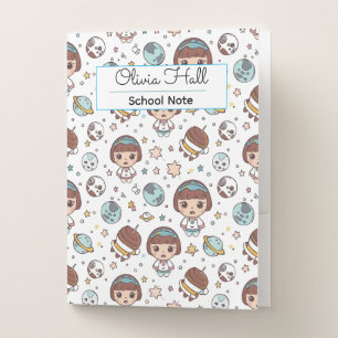 Cartoon Space Back to School Supplies Teachers Pocket Folder