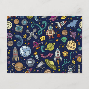 Cartoon Space Explorer Birthday Kids Theme Postcard
