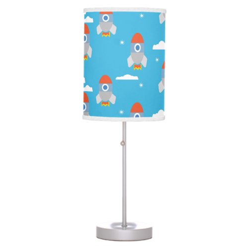 Cartoon Space Rockets Blue Pattern Table Lamp