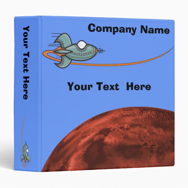 Cartoon Space Ship Alien Planet Binder (Front/Spine)