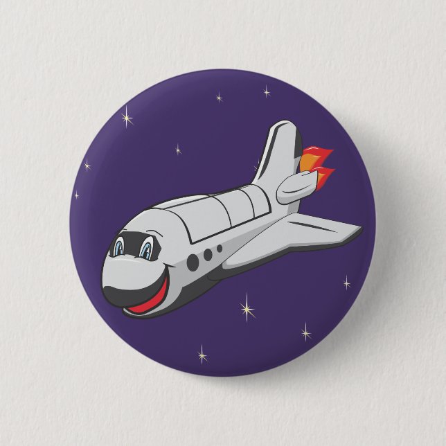 Cartoon Space Shuttle Button (Front)