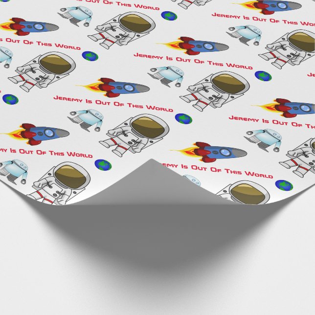 Cartoon Space Theme Custom Birthday Wrapping Paper (Corner)