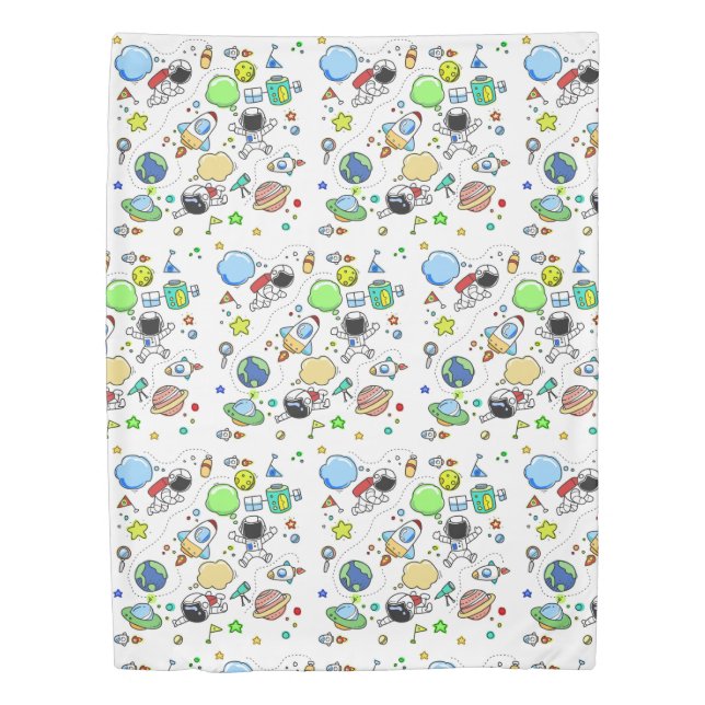 Cartoon Space Themed Boys Duvet Cover (Front)