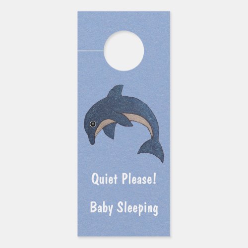 Cartoon Sparkling Dolphin Quiet Baby Sleeping Blue Door Hanger