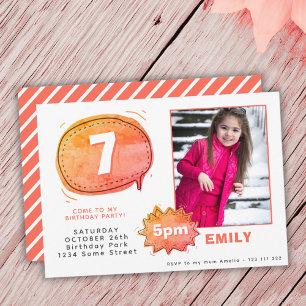 Cartoon Speech Bubble Photo Girl Birthday Invitation