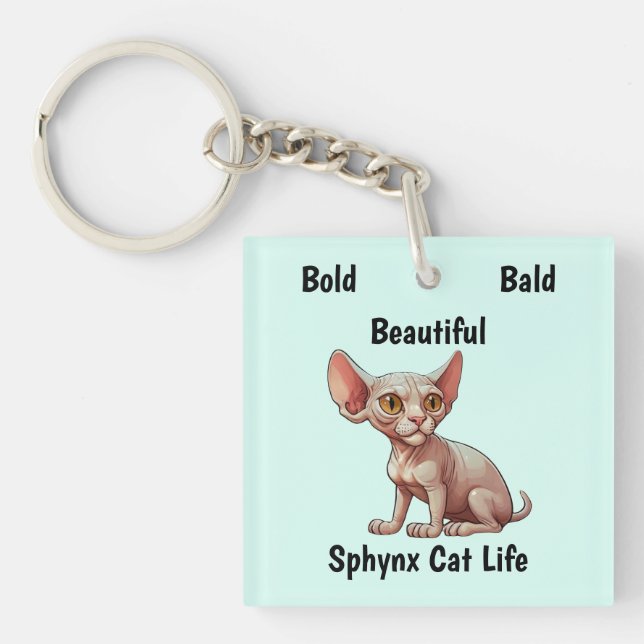 Cartoon Sphynx Cat Keychain (Front)