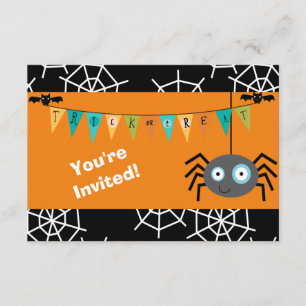 Cartoon Spider Halloween Kids Party Invitation