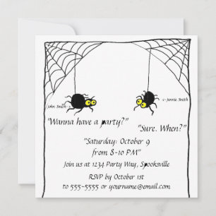 Cartoon Spiders Halloween Invitation