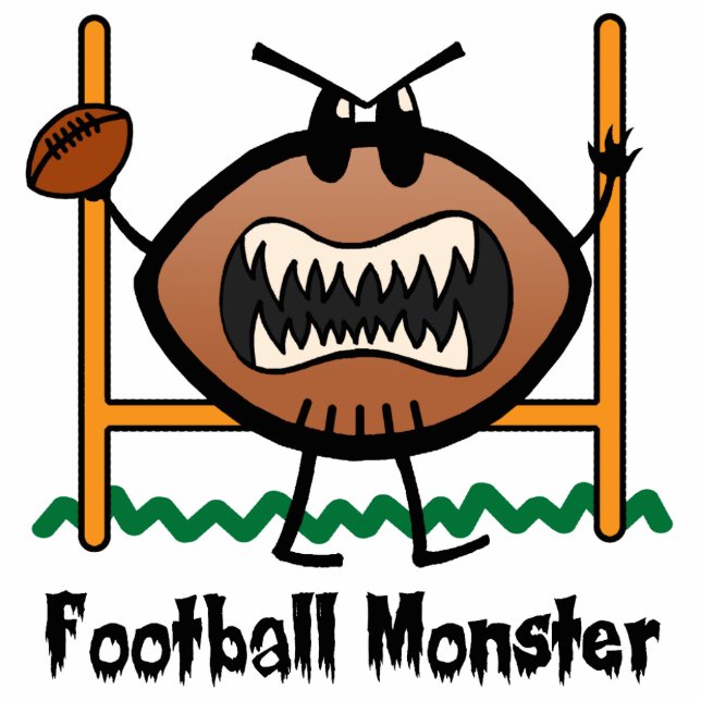 Cartoon Sports Clip Art Angry Mad Football Monster Statuette (Front)