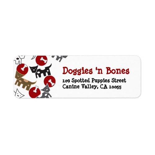 Cartoon Spotted Doggies  Bones Cute Fun Labels