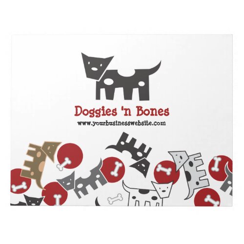 Cartoon Spotted Doggies  Bones Cute Fun Notepad