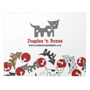 Cartoon Spotted Doggies & Bones Cute Fun Notepad