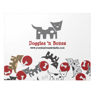Cartoon Spotted Doggies & Bones Cute Fun Notepad
