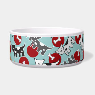 Cartoon Spotted Doggies & Bones Cute Fun Pet Bowl