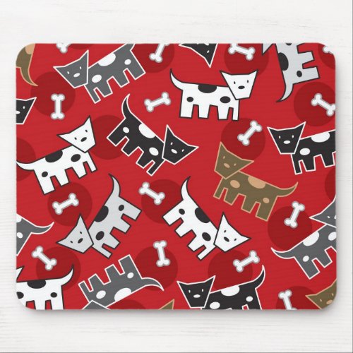 Cartoon Spotted Dogs Puppies  Bones Mouse Pad
