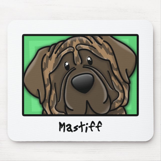 Cartoon Square Brindle Mastiff Mouse Pad (Front)