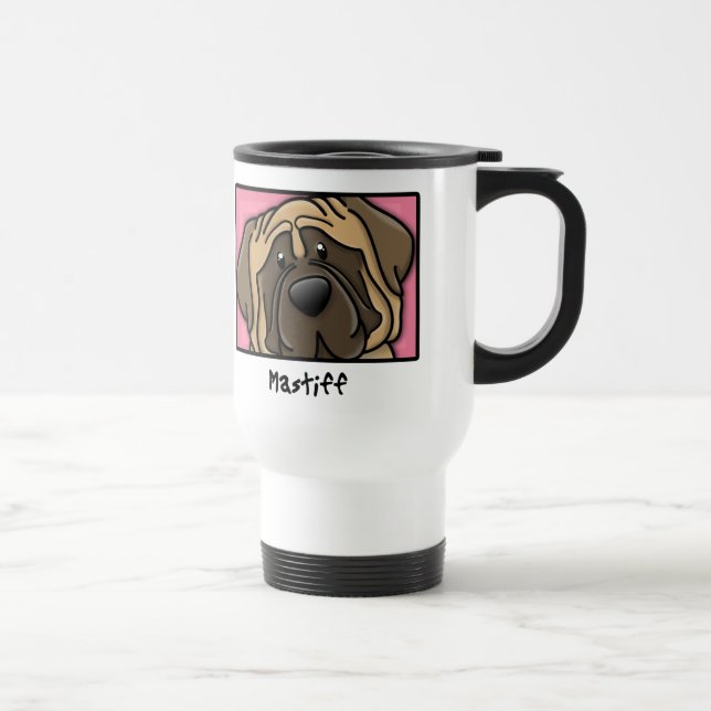Cartoon Square Mastiff Travel Mug (Right)