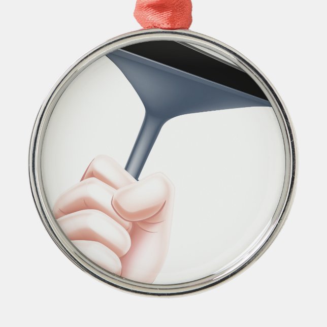 Cartoon Squeegee Hand Metal Ornament (Front)
