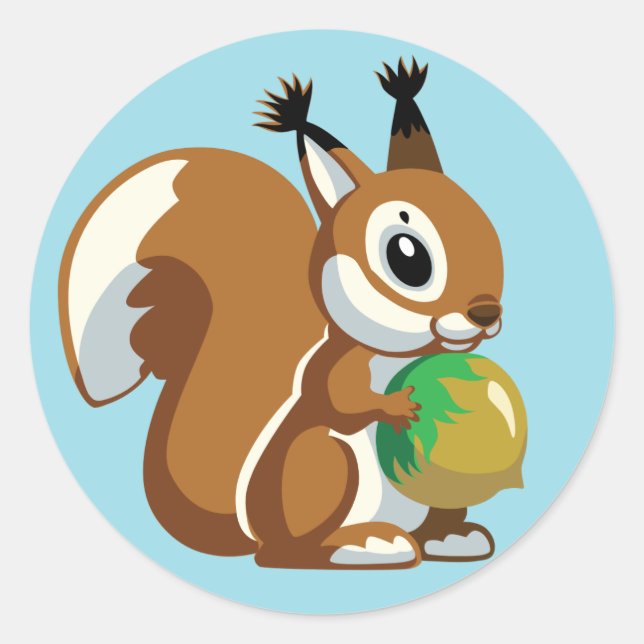 cartoon squirrel classic round sticker (Front)