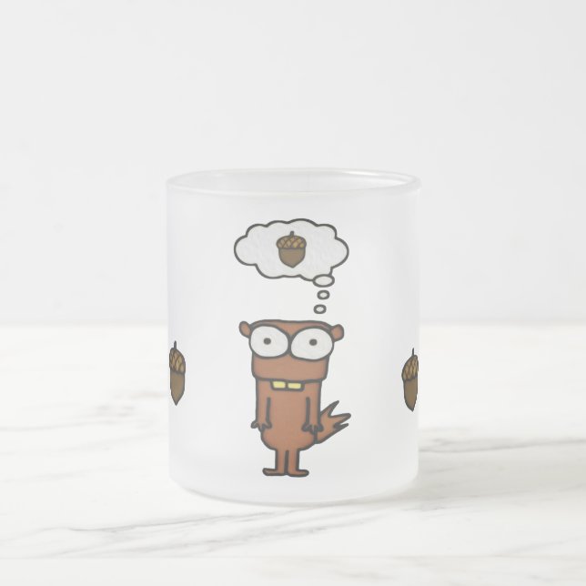 Cartoon Squirrel Frosted Glass Coffee Mug (Center)