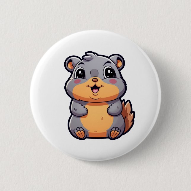 Cartoon squirrel illustration button (Front)