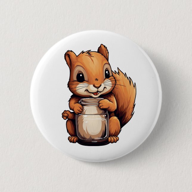 Cartoon squirrel illustration button (Front)