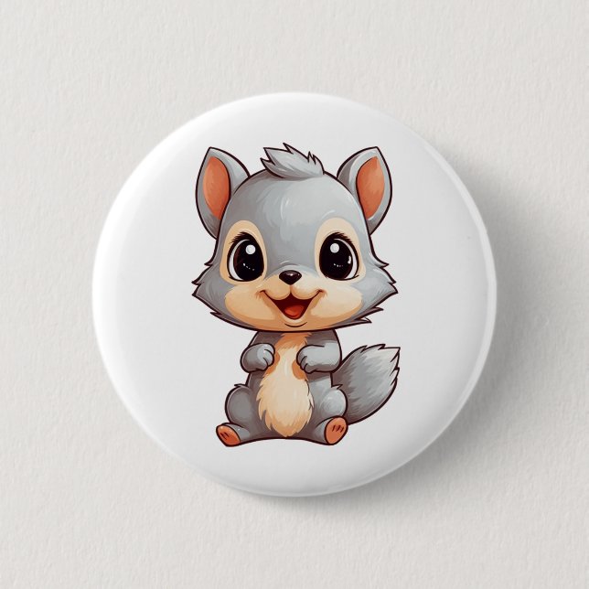 Cartoon squirrel illustration button (Front)