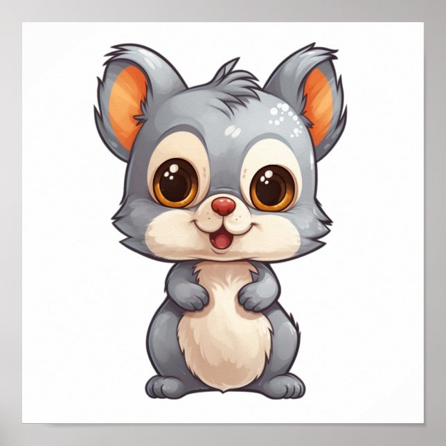 Cartoon squirrel illustration poster (Front)