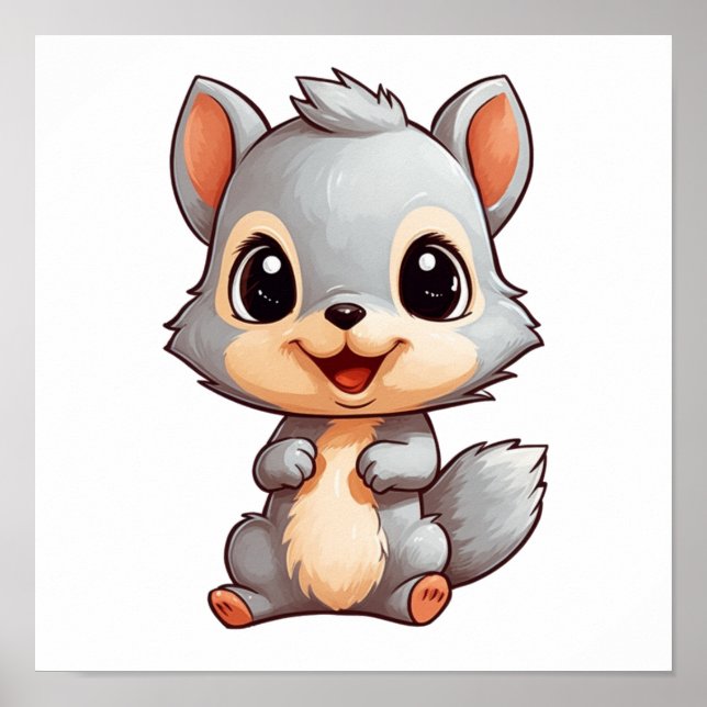 Cartoon squirrel illustration poster (Front)