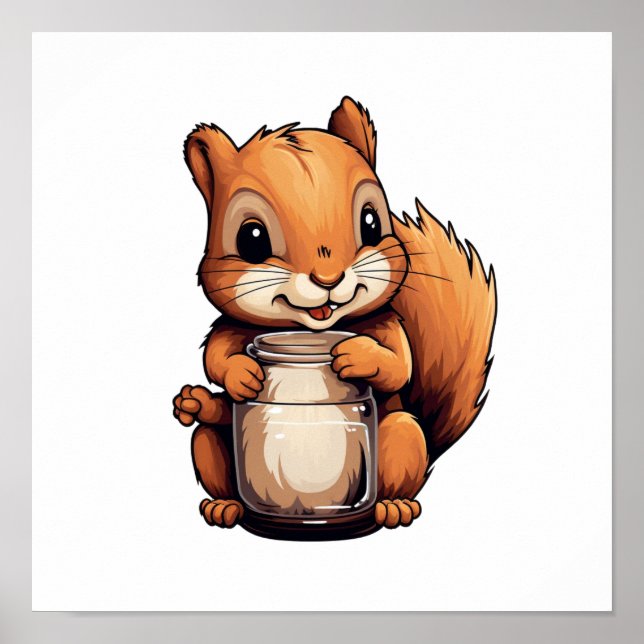 Cartoon squirrel illustration poster (Front)