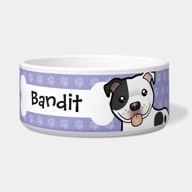 Cartoon Staffordshire Bull Terrier Bowl (Front)