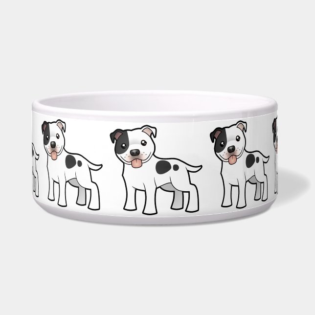 Cartoon Staffordshire Bull Terrier Bowl (Front)