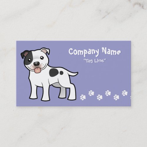 Cartoon Staffordshire Bull Terrier Business Card Templates