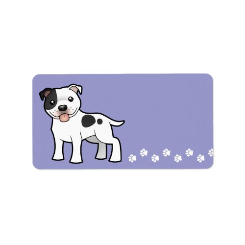 Cartoon Staffordshire Bull Terrier Label